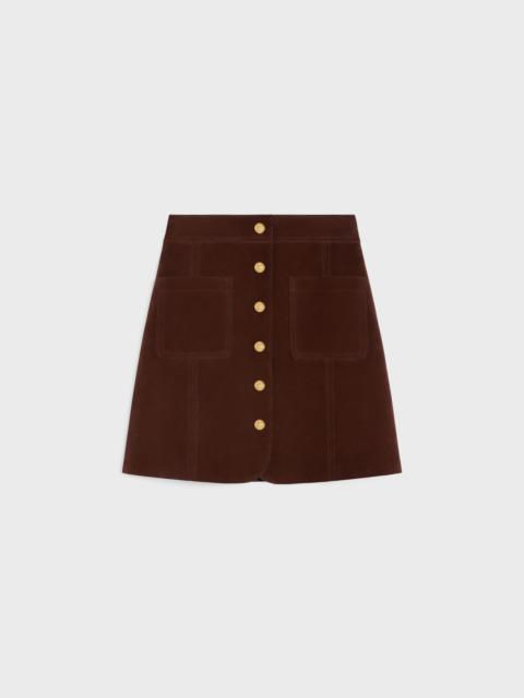 【送料&関税込】CELINE Suede skirt with Triomphe buttons CELINE Celine Suede Skirt With Triomphe Buttons