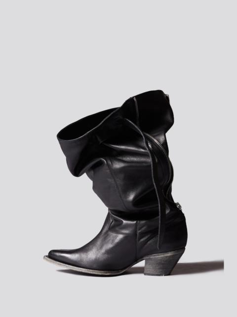 SLOUCH COWBOY BOOT - BLACK LEATHER -R13