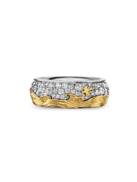 DAVID YURMAN Men's Waves Band Ring in Sterling Silver - Diamond
