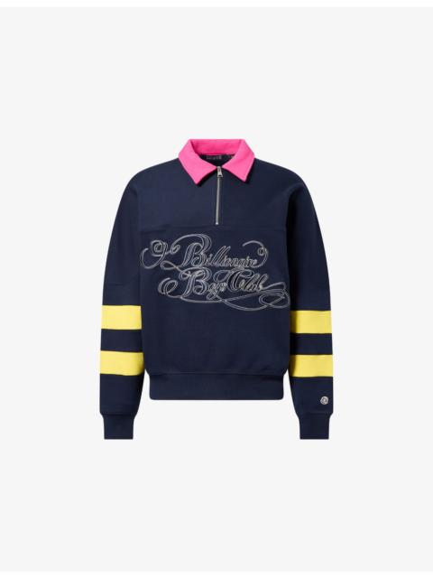 BILLIONAIRE BOYS CLUB Calligraphy Logo Panelled Quarter-Zip Cotton-Jersey Sweatshirt