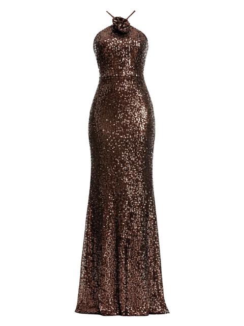 Dress The Population Women's Noemi Sequin Mermaid Gown - Mocha
