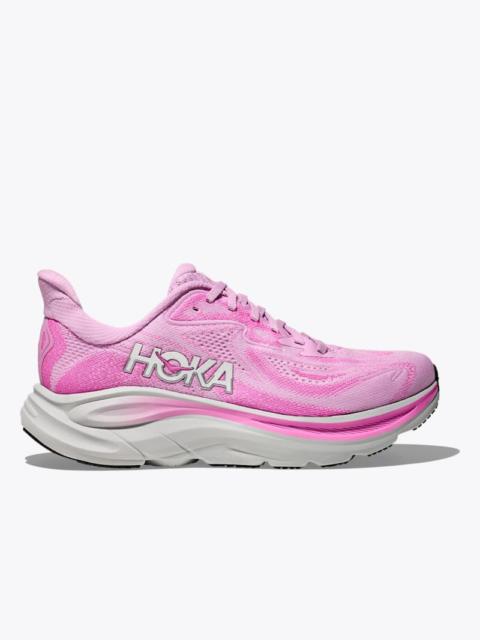 HOKA Women's Clifton 10 Shoes in Flower Nectar/Neon Fuchsia