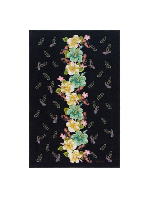 floral-print cotton beach towel