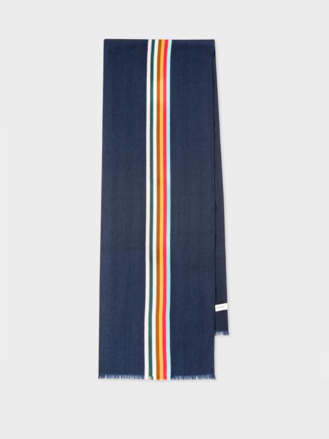 Paul Smith Dark Blue Central Multi Stripe Scarf