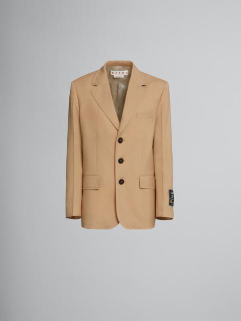 Marni LONG BLAZER IN BEIGE TROPICAL WOOL