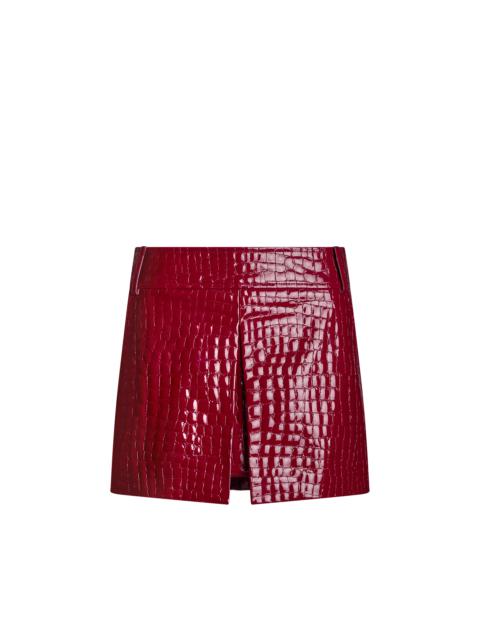TOM FORD CROC EMBOSSED LEATHER MINI SKIRT WITH INVERTED PLEAT