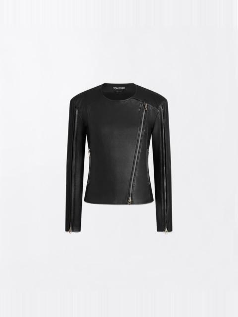 TOM FORD STRETCH NAPPA LEATHER FITTED CAFE RACER JACKET