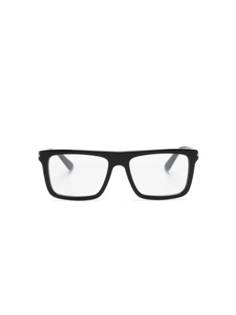 logo-engraved square-frame glasses
