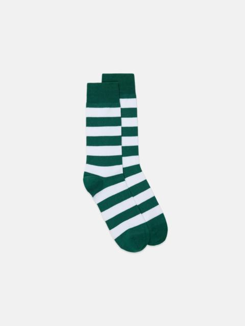 J. PRESS GREEN & WHITE HOOP STRIPE COTTON SOCKS