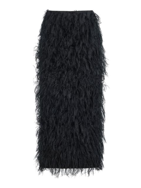 SIMKHAI Jade Feather-Embellished Midi Skirt black
