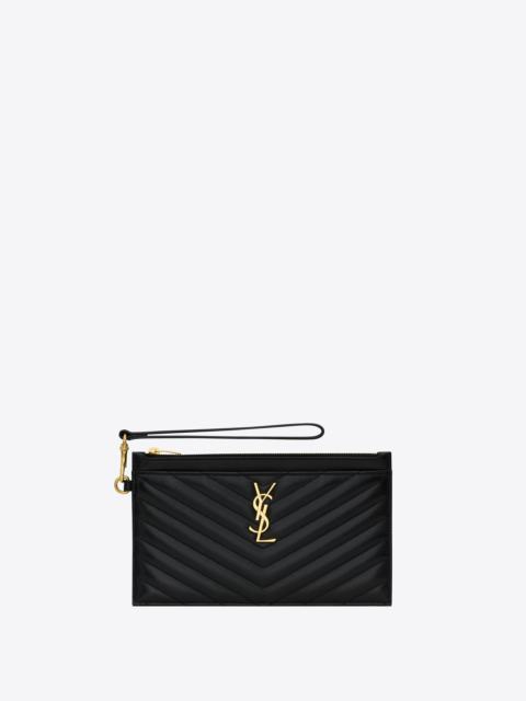 SAINT LAURENT cassandre matelassé large zipped pouch in lambskin