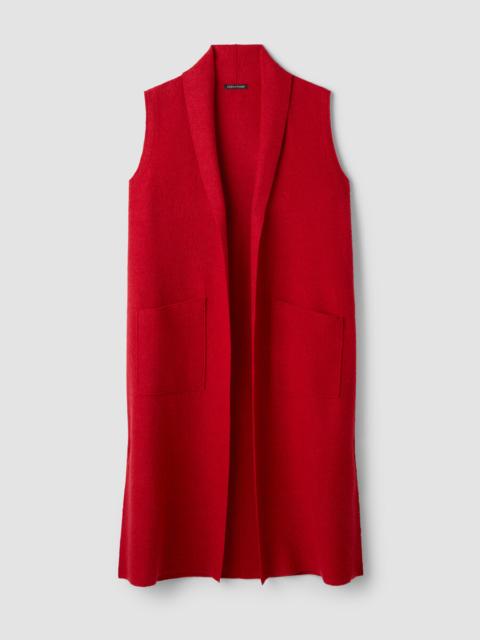 EILEEN FISHER Lightweight Boiled Wool Shawl Collar Vest in Regenerative Wool