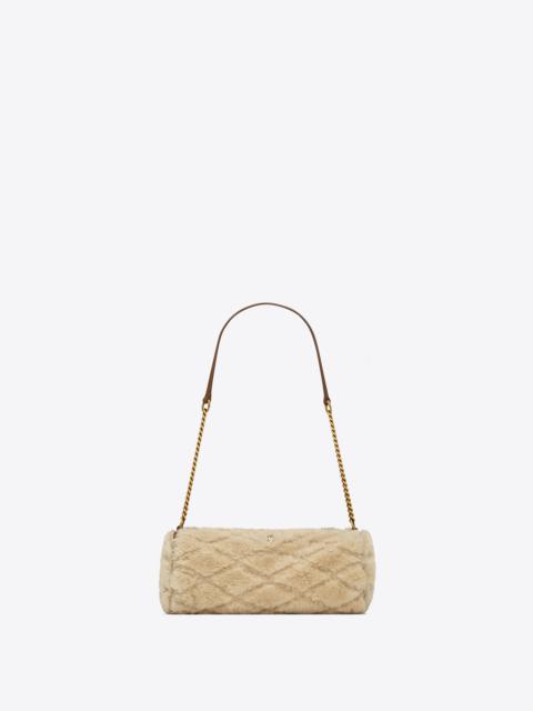 sade mini tube bag in quilted shearling and suede