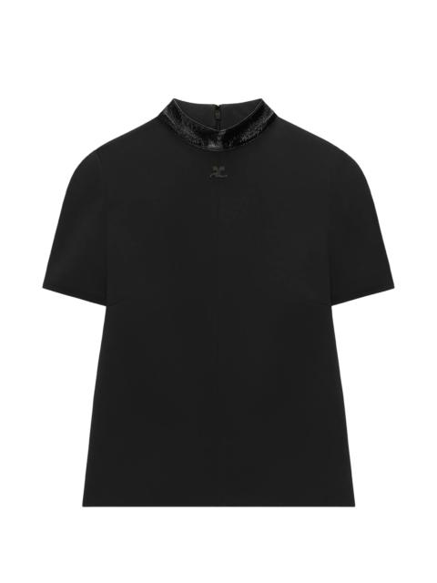 courrèges Courrèges Vinyl-trimmed High-neck T-shirt