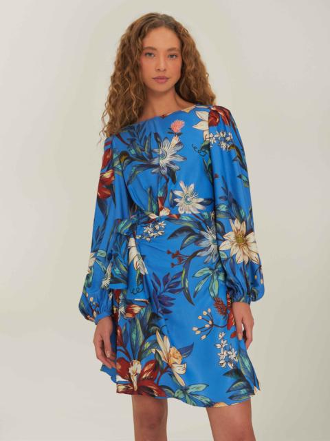 FARM RIO Blue Surreal Flowers Wrap Lenzing™ Ecovero™ Mini Dress