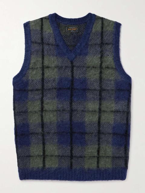 BEAMS PLUS Checked Knitted Sweater Vest