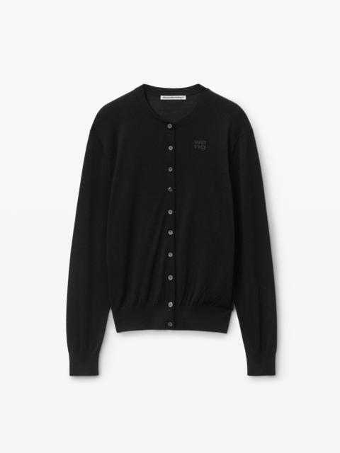 Alexander Wang Logo-Embossed Cardigan in Superfine Merino Wool