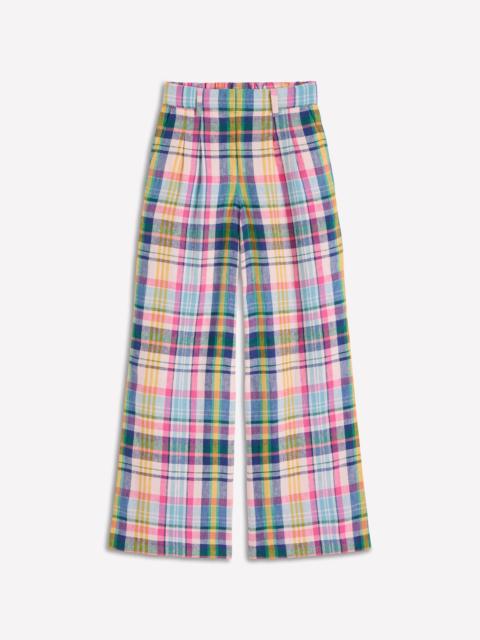 BODEN Kensington Linen Pants-Blue, Pink and Green Madras