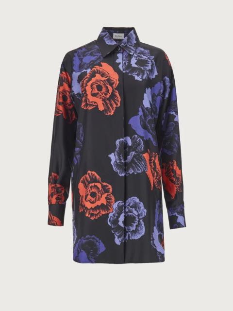 FERRAGAMO POPPIES PRINT SILK TUNIC