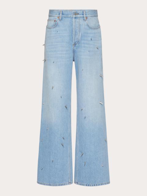 Valentino DENIM TROUSERS WITH PUNK STUDS