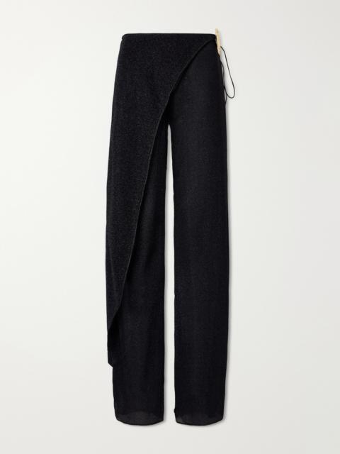 Oséree Lumiere Embellished Lurex Wide-leg Pareo Pants