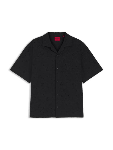 HUGO OVERSIZE-FIT SHIRT IN BRODERIE-ANGLAISE COTTON