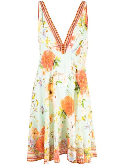CAMILLA floral-print V-neck dress