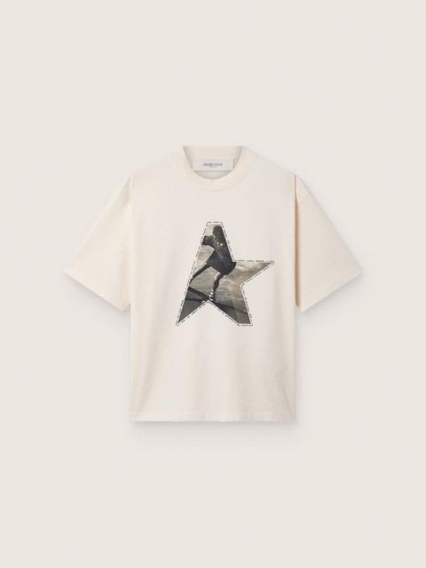 Golden Goose Women’s T-shirt in white cotton jersey with star print