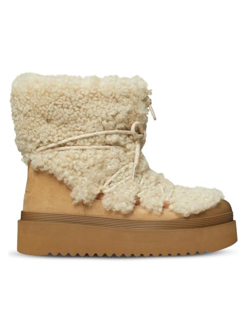 TORY BURCH Women's Mellow Shearling-Suede Lace-Up Boots - Buttermilk