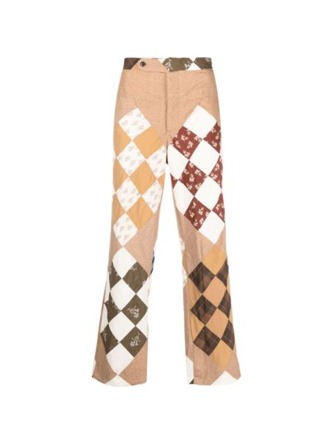 patchwork straight-leg trousers