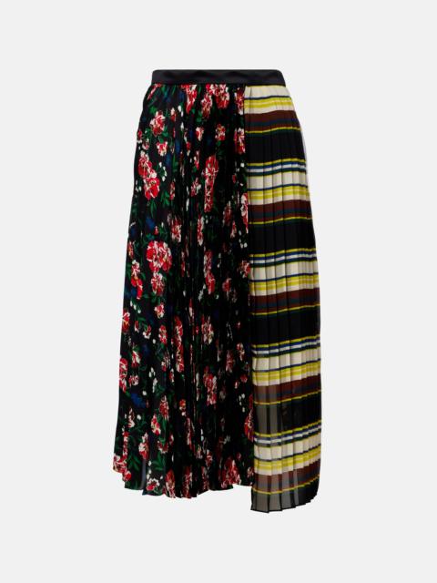 sacai Printed plissé midi skirt