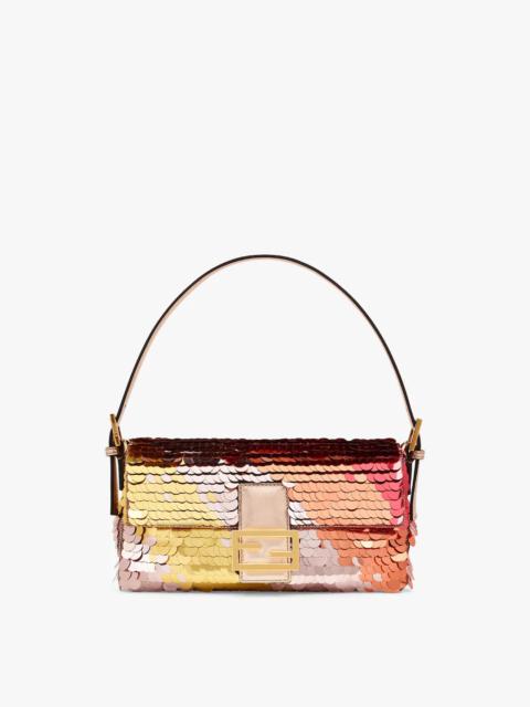 FENDI Copper-colored leather and sequinned bag