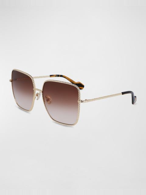 Lanvin Babe Oversized Square Twisted Metal Sunglasses