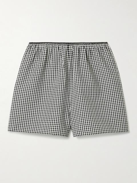 DÔEN Larena Gingham Recycled-seersucker Shorts