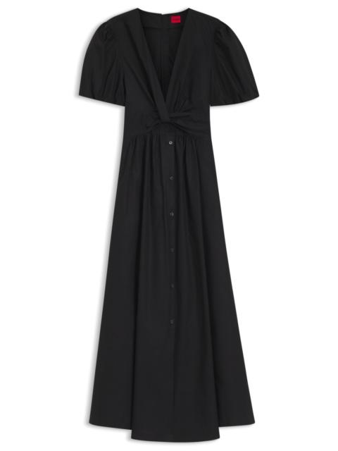 HUGO MAXI DRESS IN COTTON WITH TWIST FRONT