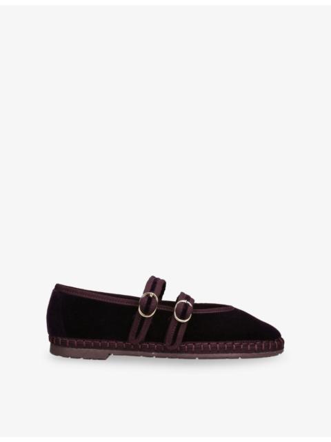 FLABELUS Claire Velvet Mary-Jane Flats