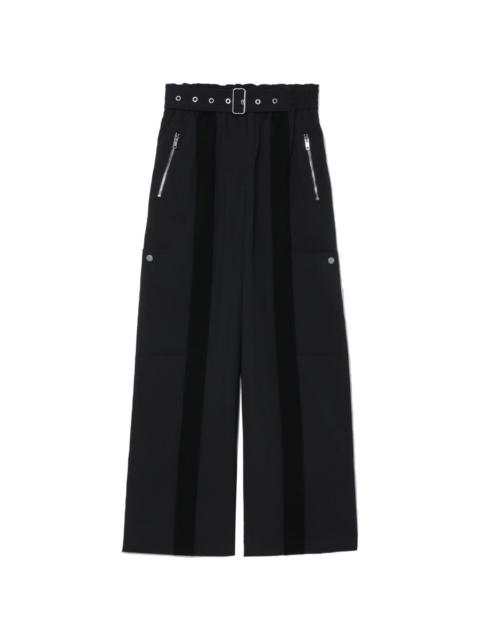 high-waisted wide-leg belted trousers