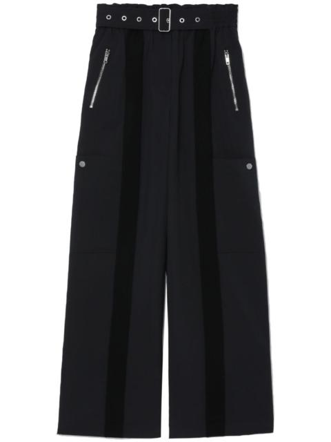 high-waisted wide-leg belted trousers