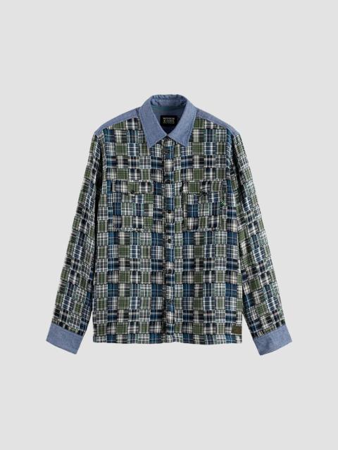 SCOTCH & SODA Men's Patchwork Flannel Relaxed-Fit Button-Front Shirt - Thyme Patch