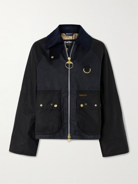 Barbour Kearton Two-tone Corduroy-trimmed Waxed Cotton Jacket