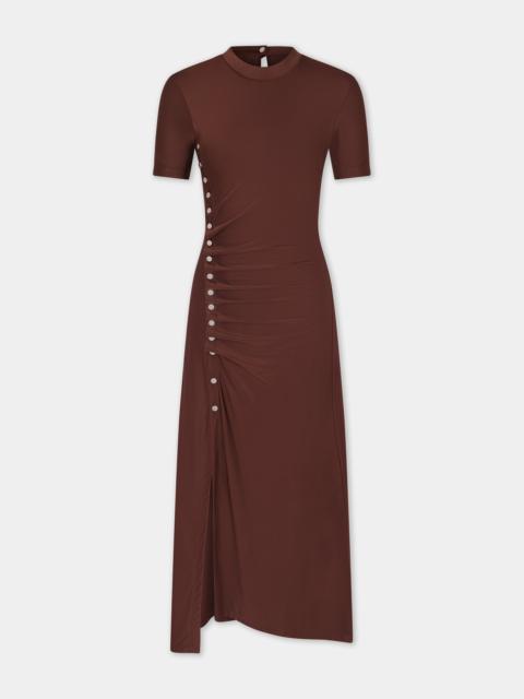 rabanne MAXI DRAPÉ CHOCOLATE DRESS
