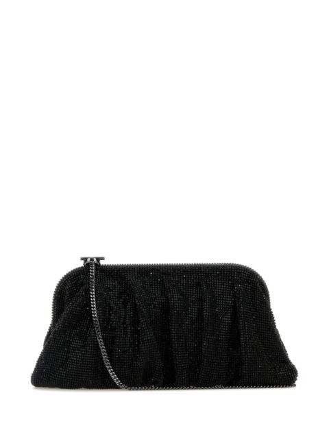 BENEDETTA BRUZZICHES Black rhinestones knit Venus La Grande clutch