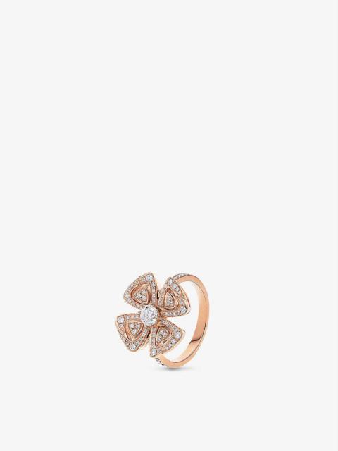 Fiorever 18ct rose gold and pavé diamond ring