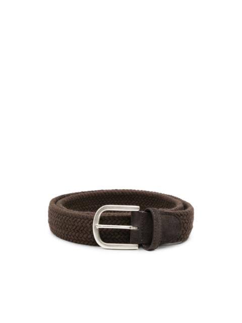Canali braided suede-trimmed belt