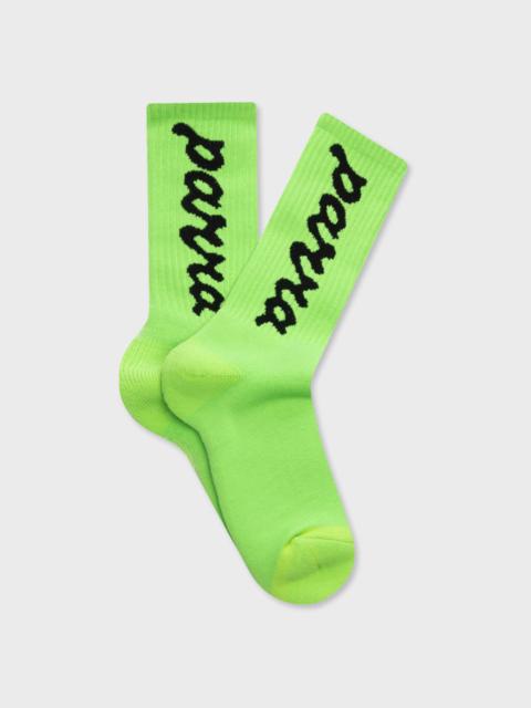 by Parra LOWERCASE SCRIPT LOGO CREW SOCKS - ACID GREEN
