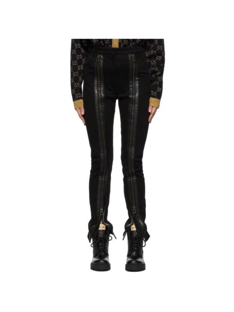 GUCCI Black Zip Leather Pants