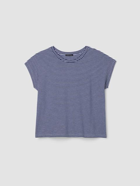 EILEEN FISHER Striped Organic Cotton Slub Crew Neck Tee