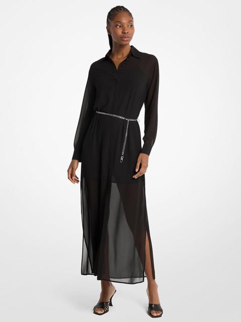 MICHAEL KORS Georgette Belted Shirtdress