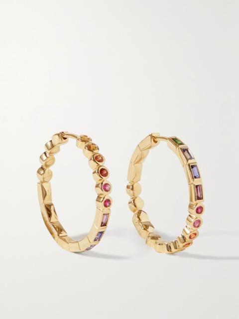 Yvonne Léon 9-karat gold multi-stone hoop earrings Gold