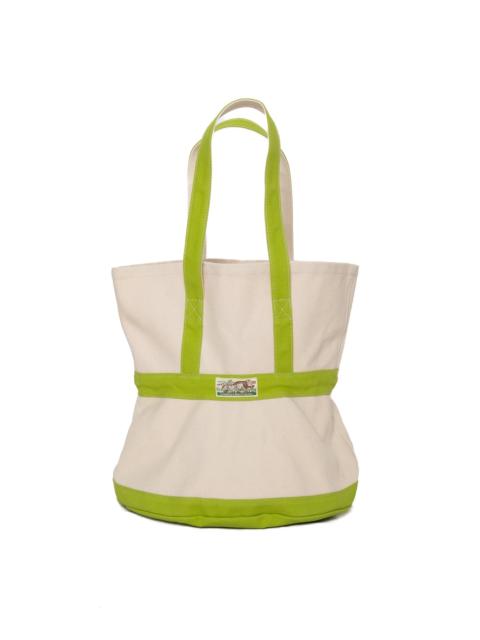 Kapital #4 Canvas ELEPHANT TOTE BAG M - Ecru x Green